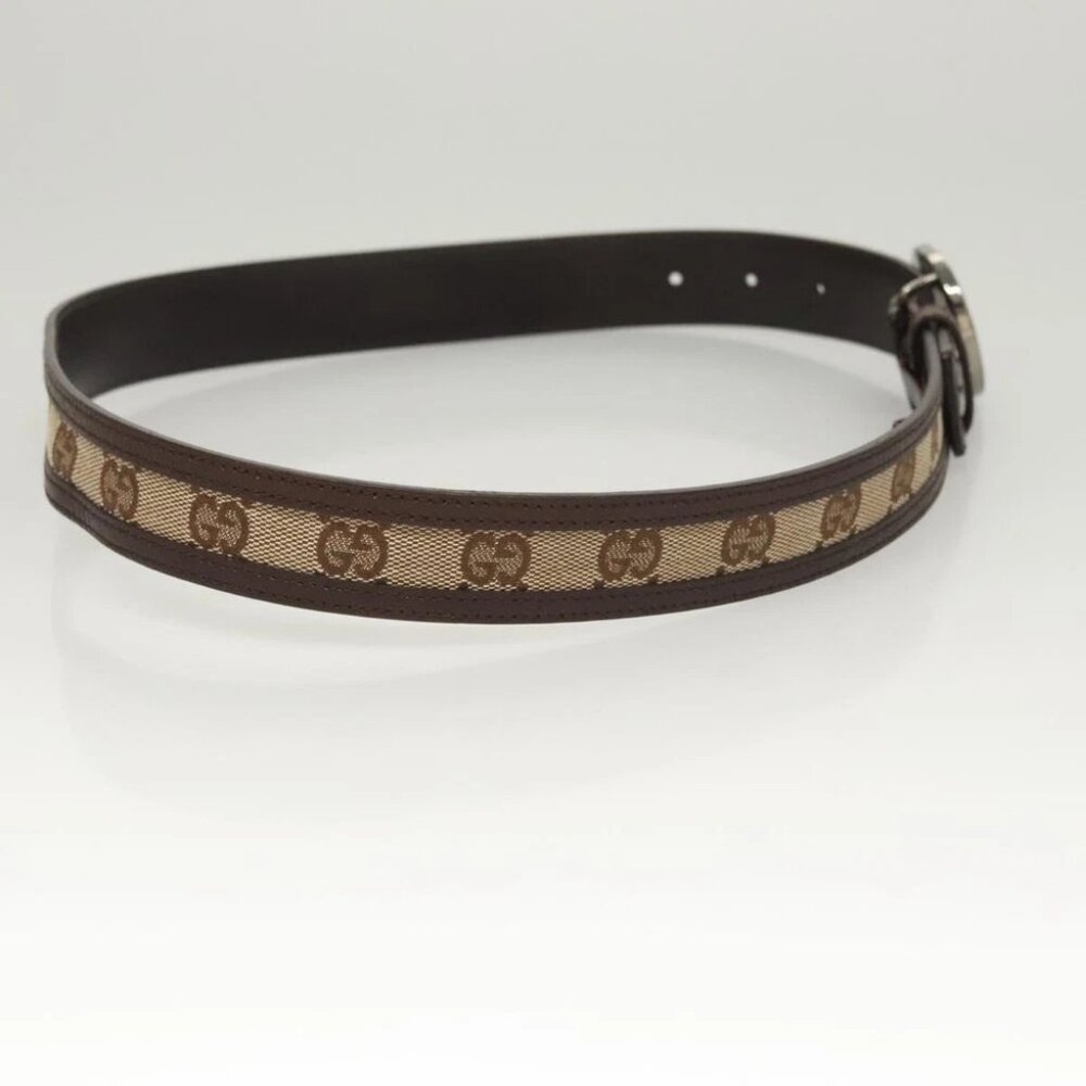Gucci Gg Canvas Interlocking Belt 33.5"" Beige Br… - image 5